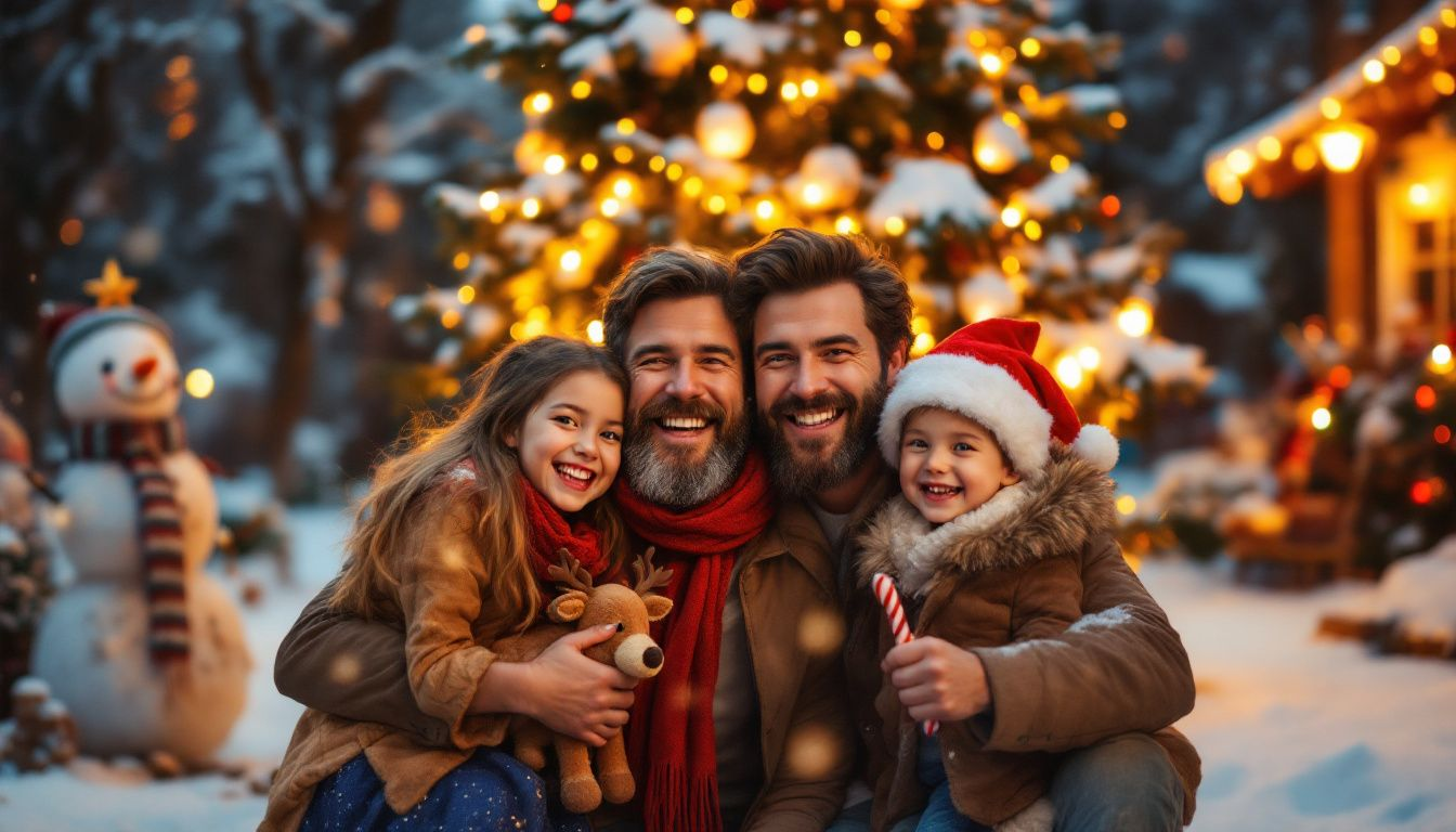 A beautifully designed holiday card featuring a family photo from a Christmas mini session, perfect for sharing memories.